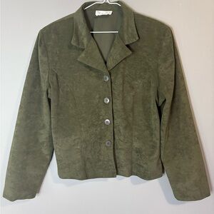 Brody Myles size small Olive Green felt like Women's Jacket/Blazer, button up